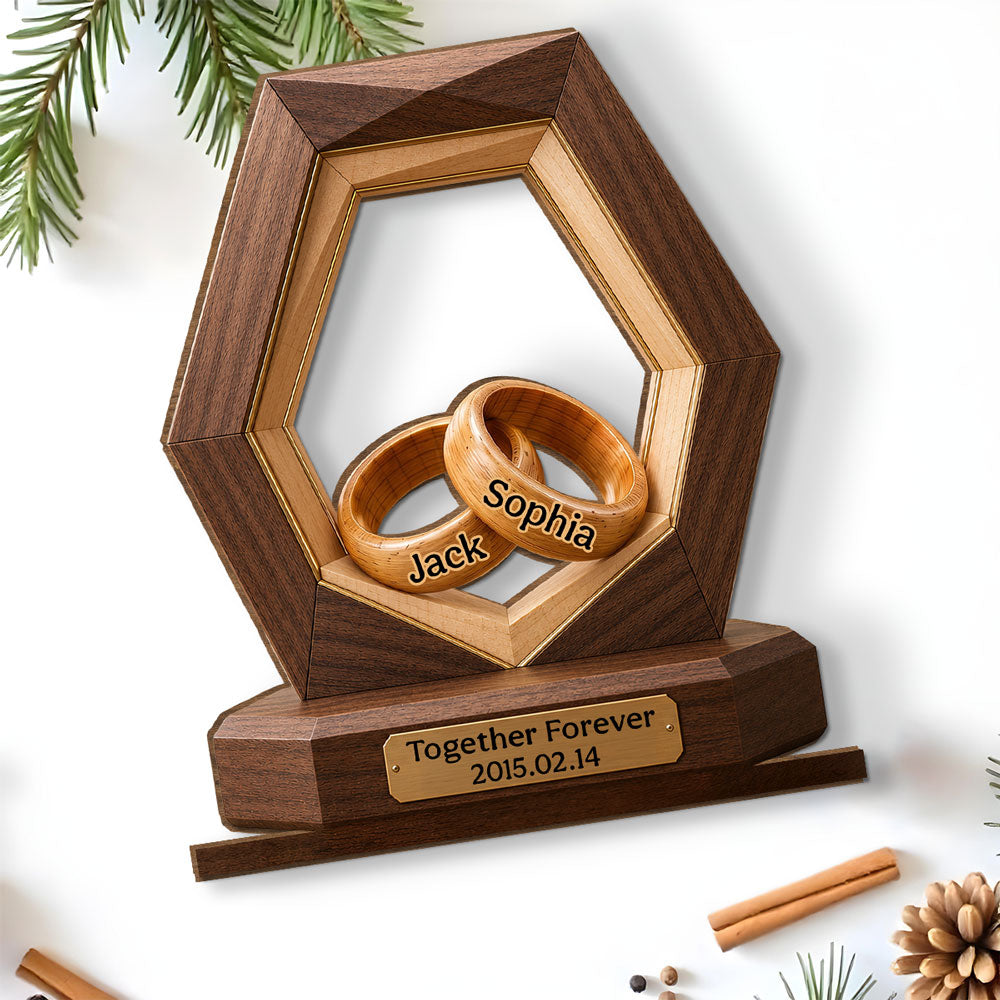 Custom Couple's Decor, Anniversary & Wedding Gift • Infinity Love - Personalized 2-Layer Wood Plaque With Flat Base