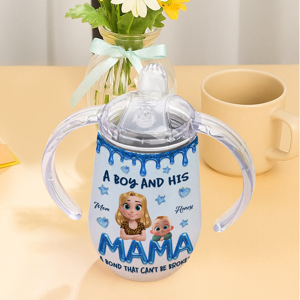 A Baby And Mommy - Personalized Sippy Cup With Handles