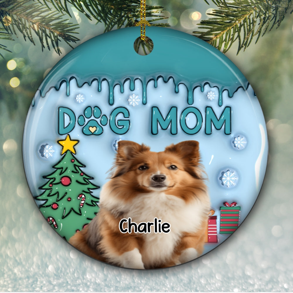 Custom Photo Keepsake Christmas Ornament • Me And Lovely Dog Photo - Personalized 3D Inflated Effect Ceramic Ornament