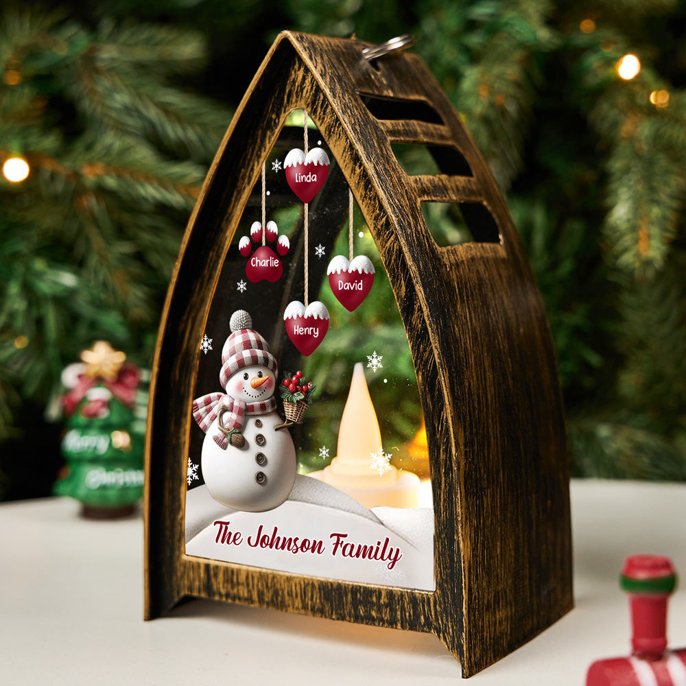 Custom Name Christmas Table Light, Gift for Family Members • Sweet Heart - Personalized Table Lantern