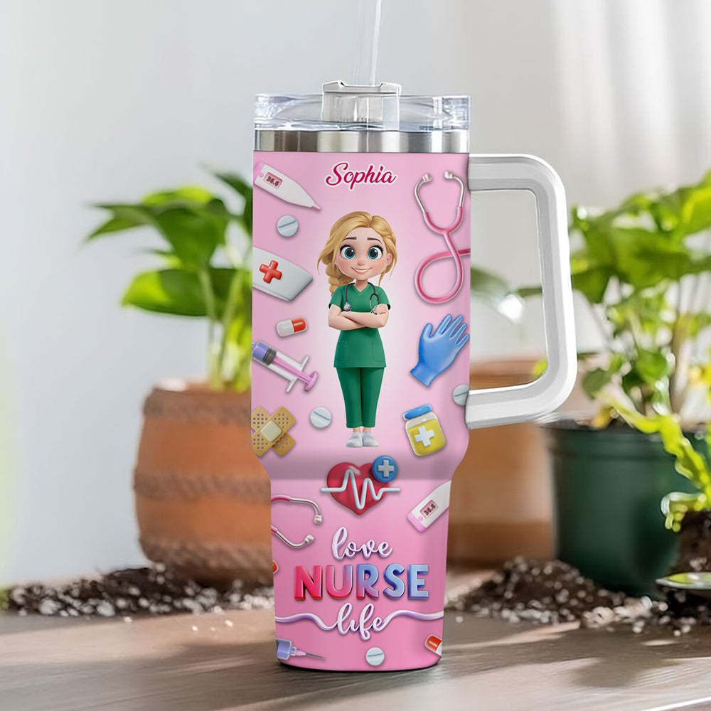 Love Nurse Life - Personalized 3D Effect Printed 40 Oz Tumbler