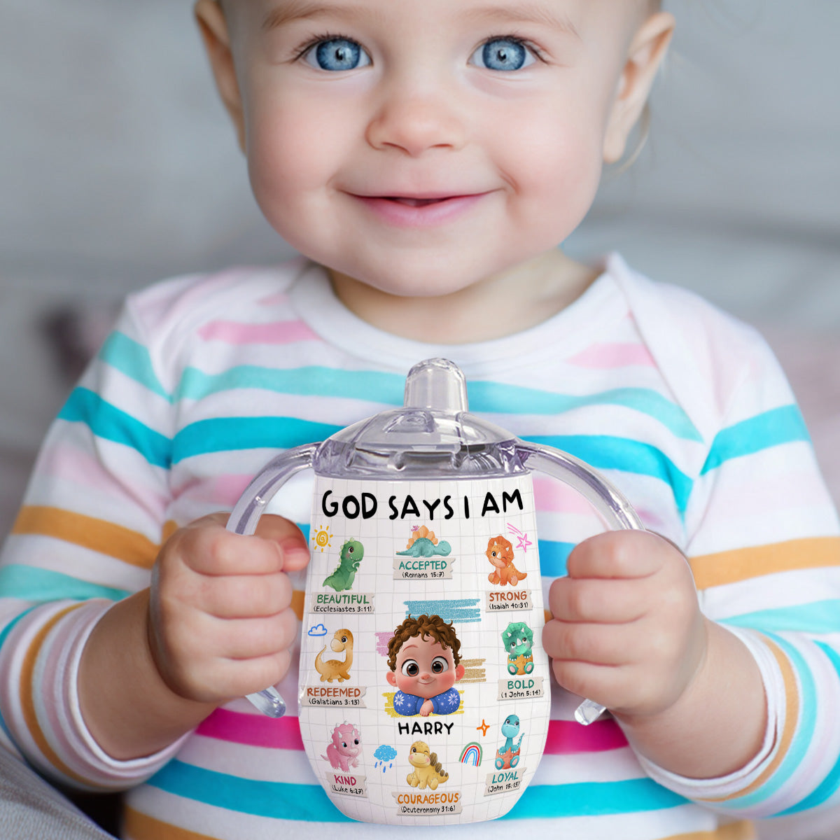 God Says I Am - Personalized Sippy Cup With Handles