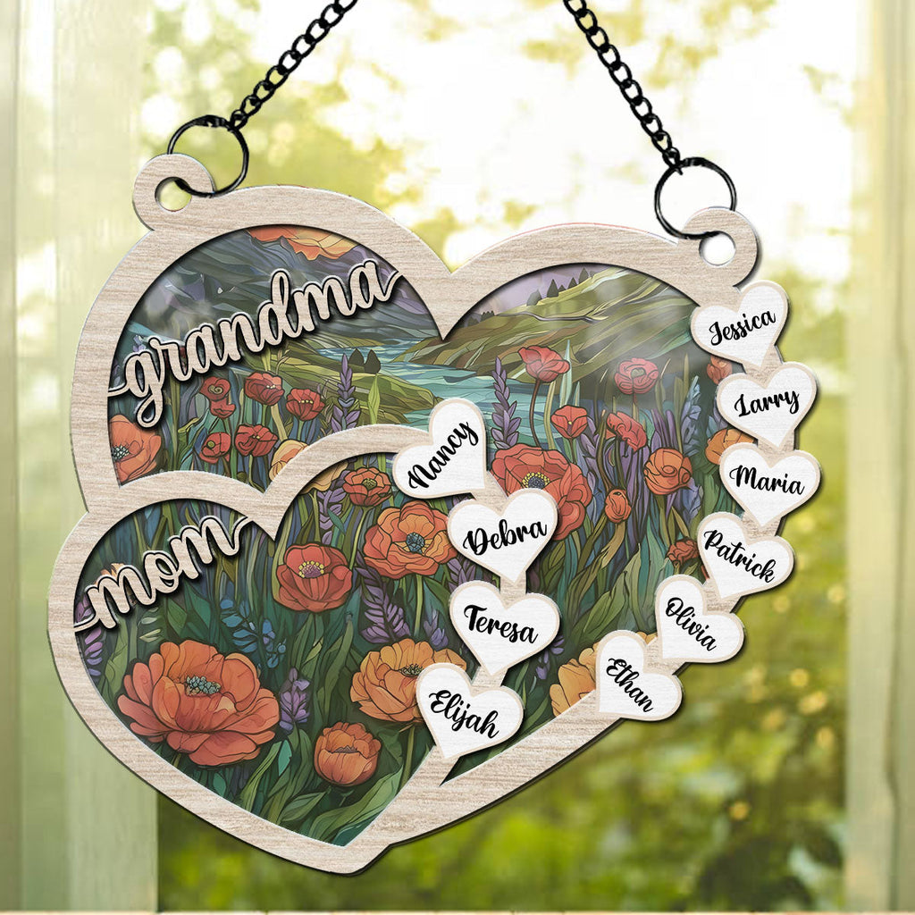 Custom Name Grandma Hanging Decor, Mother's Day Birthday Gifts • Grammy We Love You Forever - Personalized Suncatcher