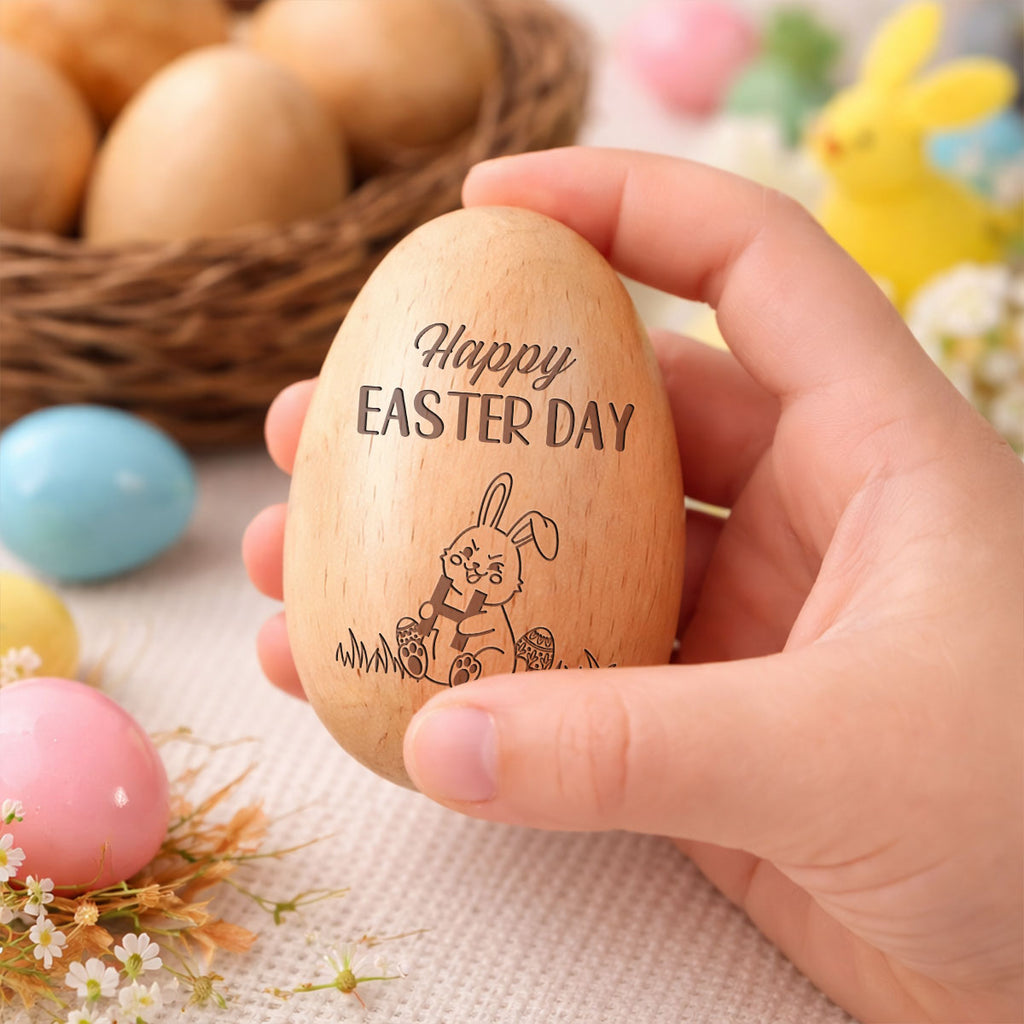 First Easter 2026 - Personalized Wooden Egg Shaker
