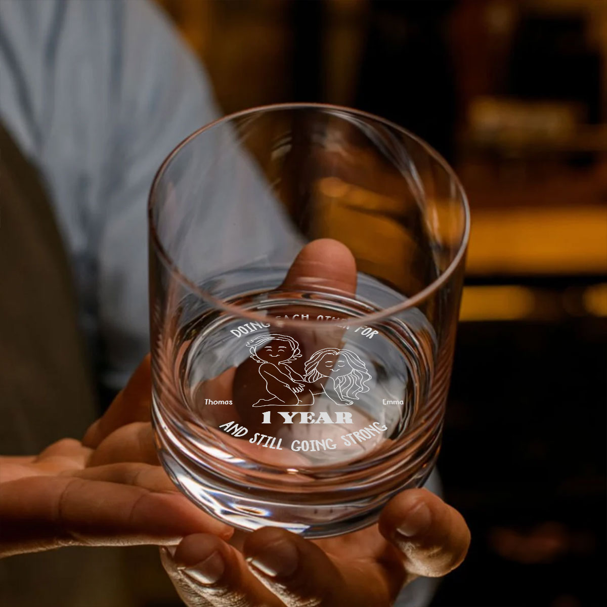 Custom Christmas Anniversary Birthday Drinkware Gifts for Couple • Doing Each Other - Personalized Engraved Whiskey Glass