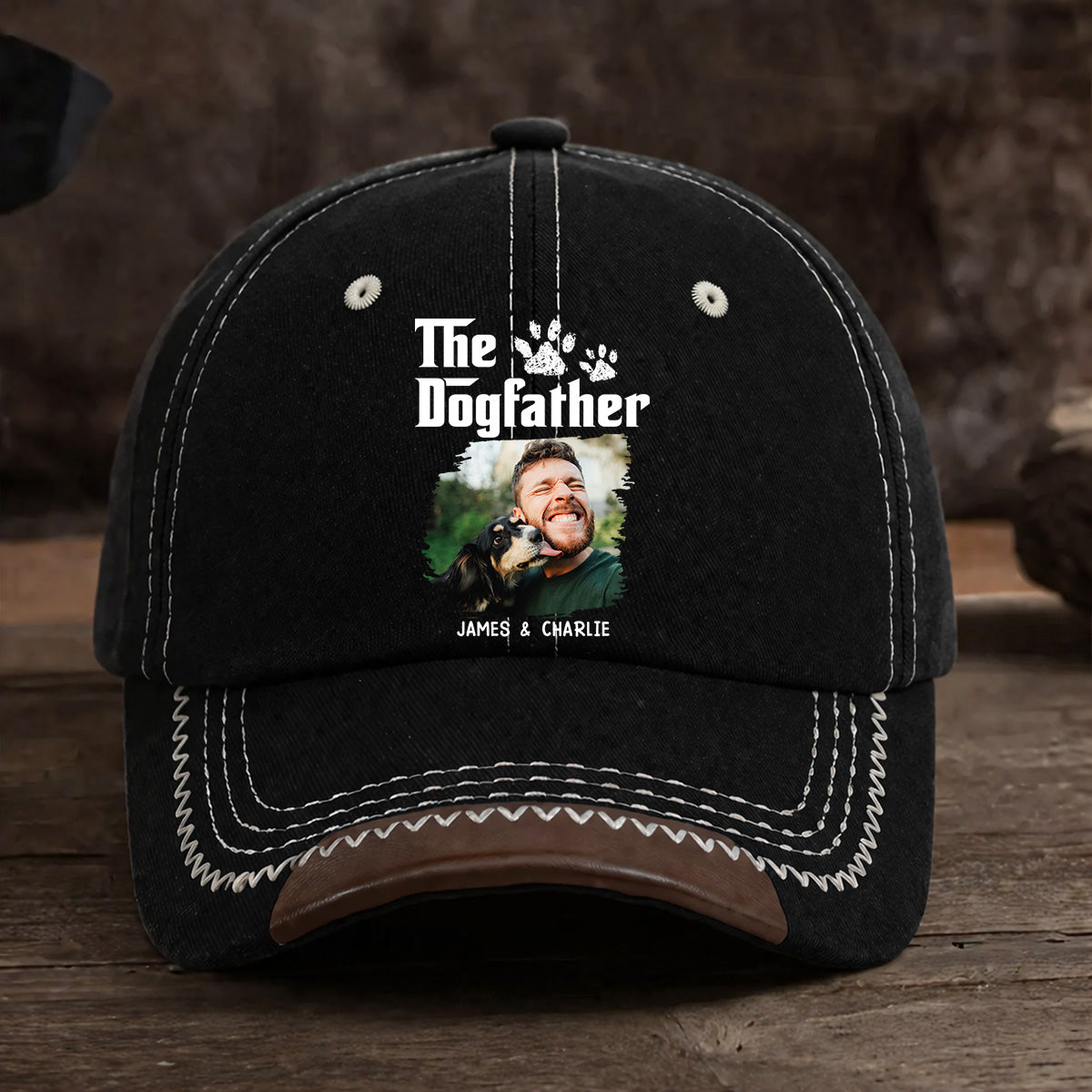 Cool Dog Father Photo - Personalized Vintage Soft Baseball Cap