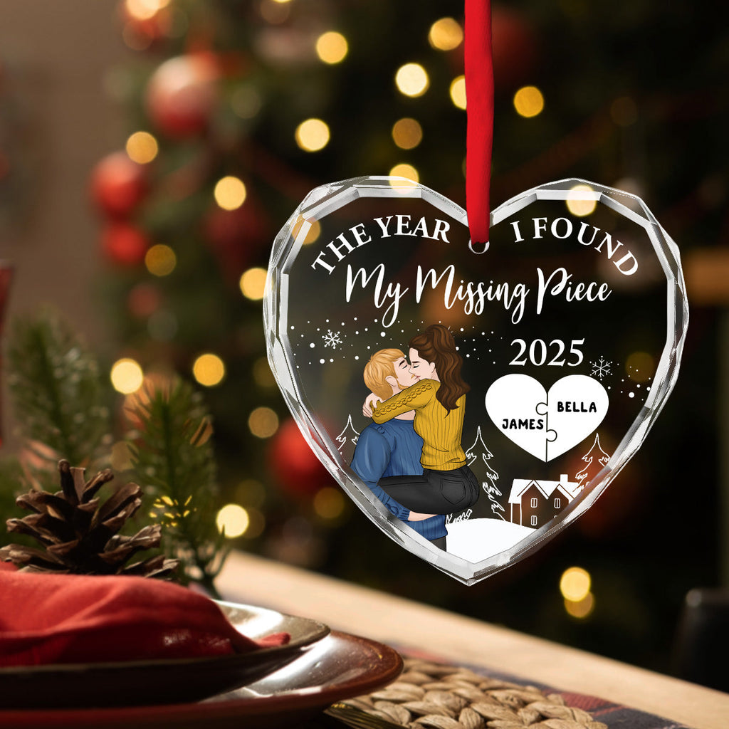 Custom Couple Christmas Ornament, Anniversary Gift •  The Piece I Found - Personalized Glass Ornament