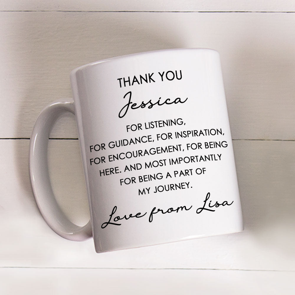 Custom Coworker, Christmas & Birthday Team Appreciation Gift • Thank You For Being A Part Of My Journey - Personalized Coffee Mug