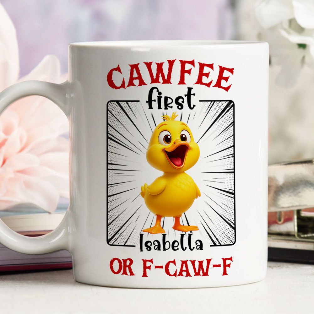 Custom Coworker, Christmas & Birthday Team Appreciation Gift • No Talkie Before Cawfee - Personalized Coffee Mug