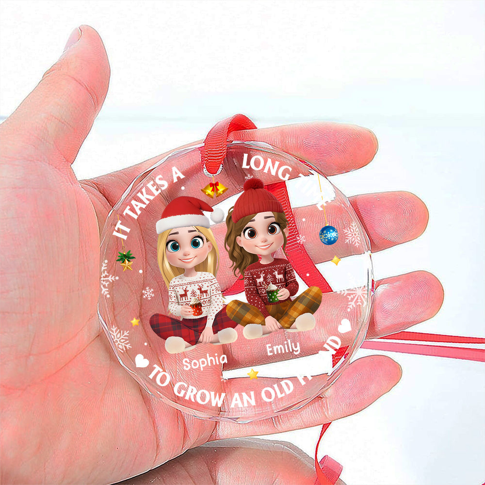 Custom Keepsake Christmas Ornament •  It Takes A Long Time To Grow An Old Friend Cartoonize - Personalized Glass Ornament
