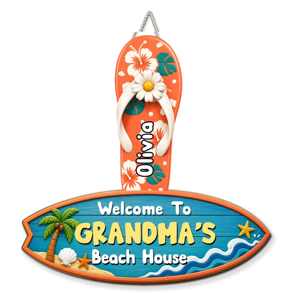 Custom Family Summer Backyard, Patio & Porch Decor • Flip Flop Family - Personalized Wood Sign