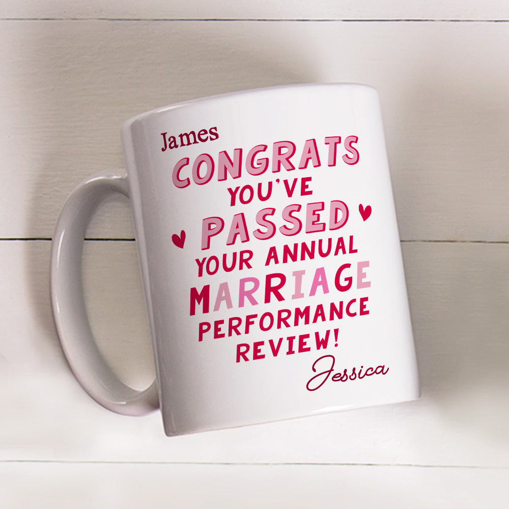 Custom Anniversary Keepsake Gifts For Couple • Annual Marriage Performance Review - Personalized Coffee Mug