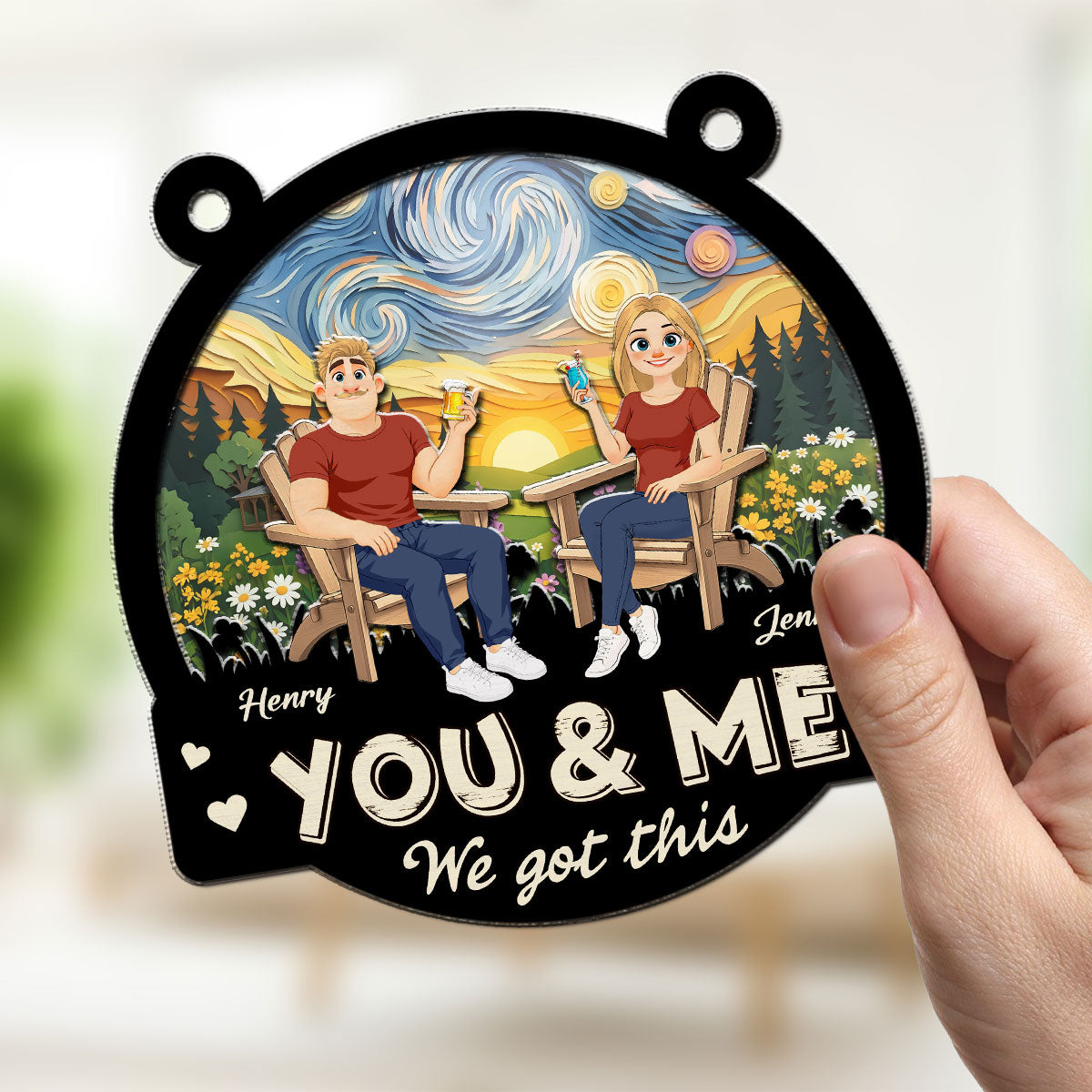 Custom Couple Hanging Decor, Anniversary Valentine's Day Gifts • Our Story Keeps Going - Personalized Suncatcher
