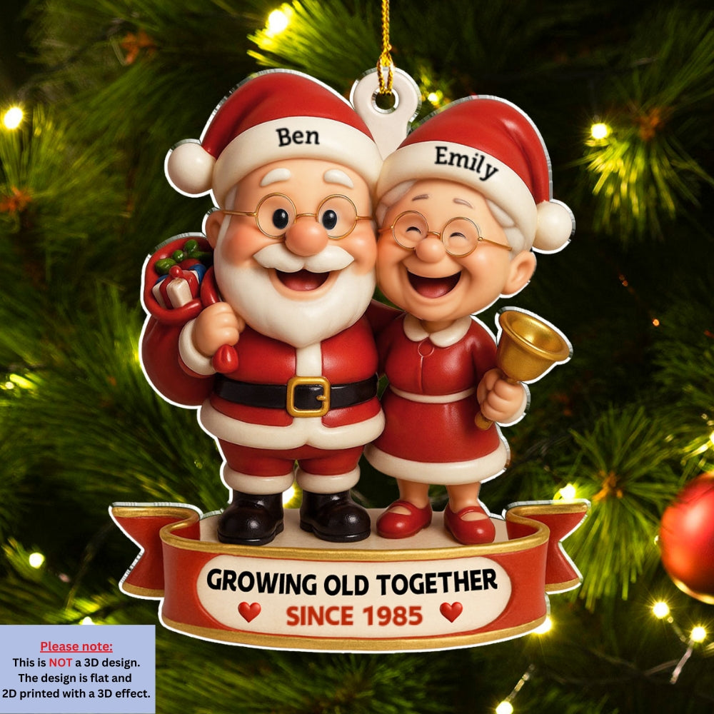 Custom Couple Christmas Ornament, Anniversary Gift •  Growing Old Together - Personalized Acrylic Ornament