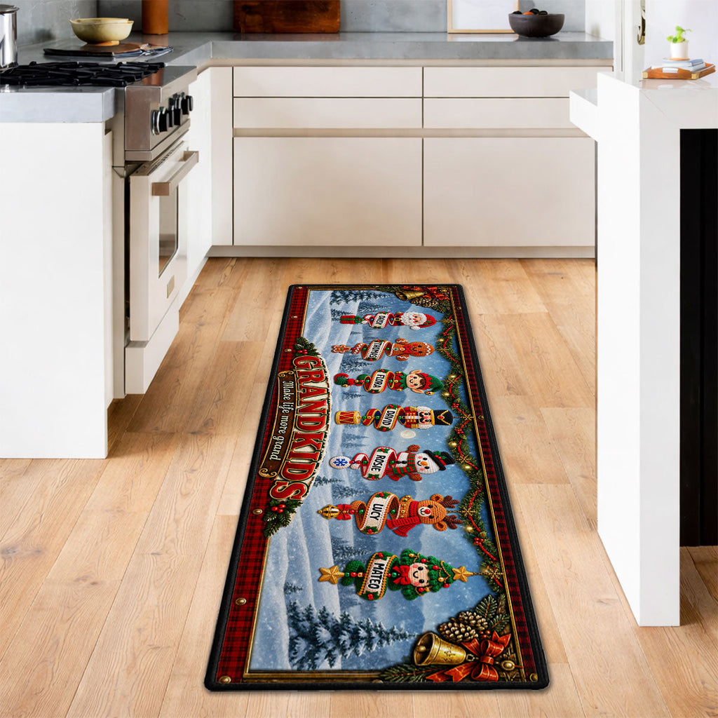 Custom Family Name Christmas Rug, Holiday Gift For Grandma Grandpa • Little Christmas Blessings - Personalized Runner Rug