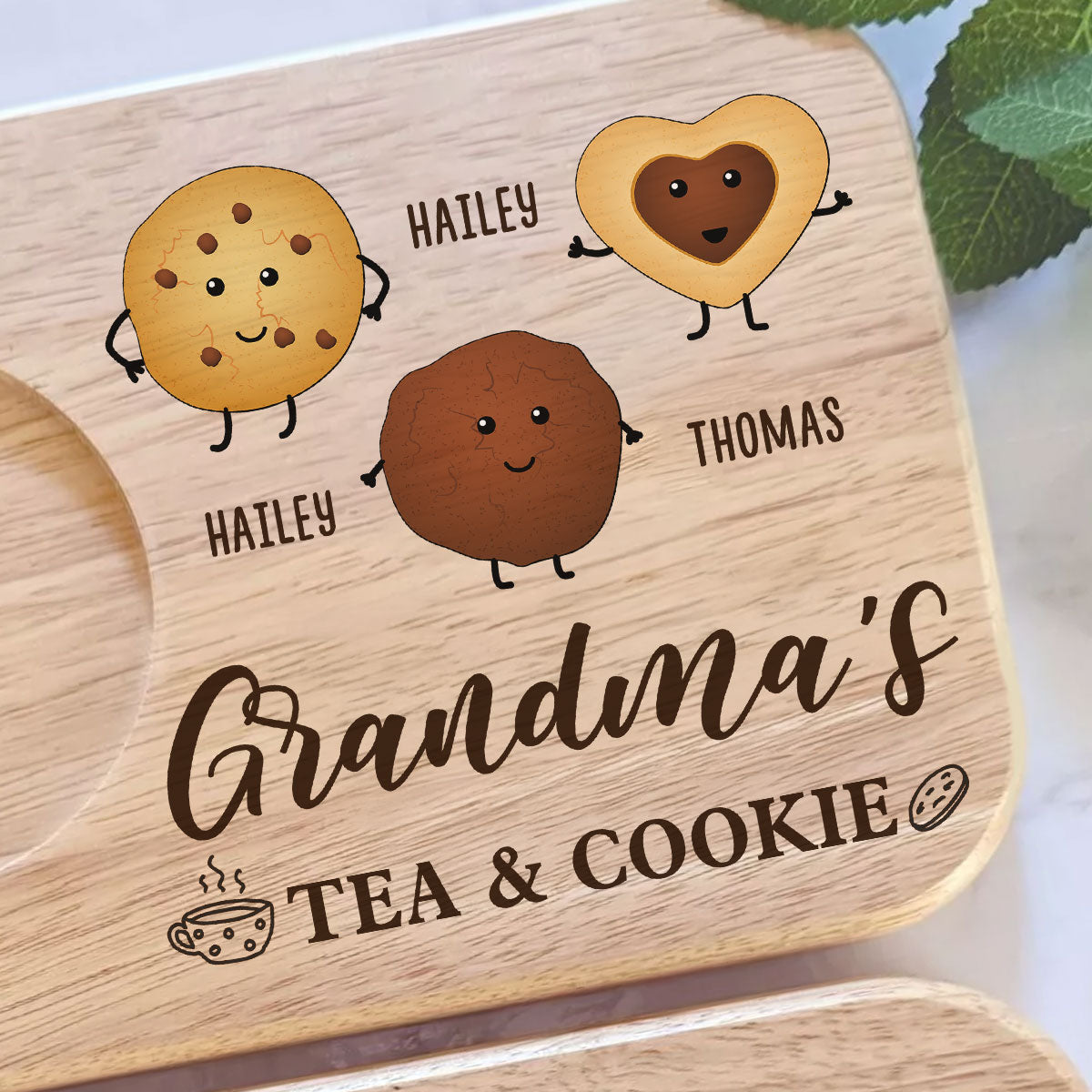 Grandma's Tea And Biscuits - Personalized Wooden Treat Board