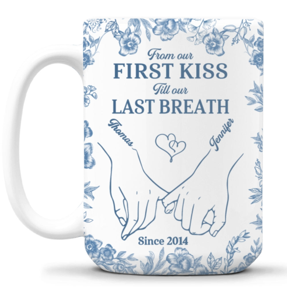 Custom Anniversary Keepsake Gifts For Couple • First Kiss - Personalized Coffee Mug