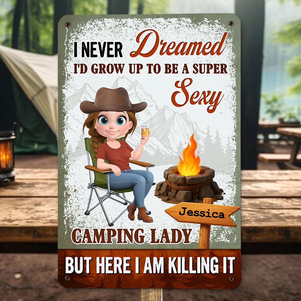 Custom Home & Wall Decor, Birthday & Christmas Gift • Just Crushing This Camping Life - Personalized Metal Sign