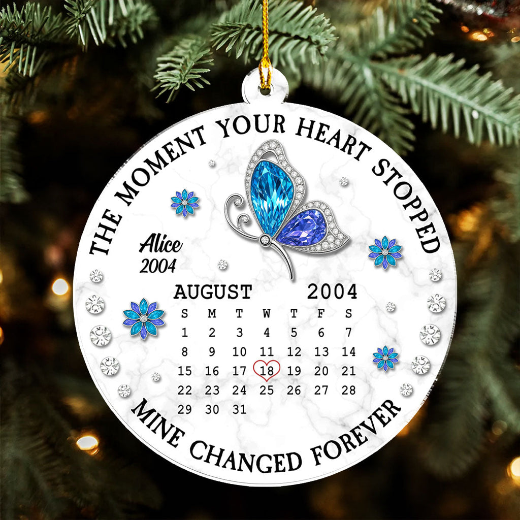 Custom Memorial Christmas Ornament, Sympathy Keepsake •  The Moment Your Heart Stopped Memorial - Personalized 3D Effect Acrylic Ornament