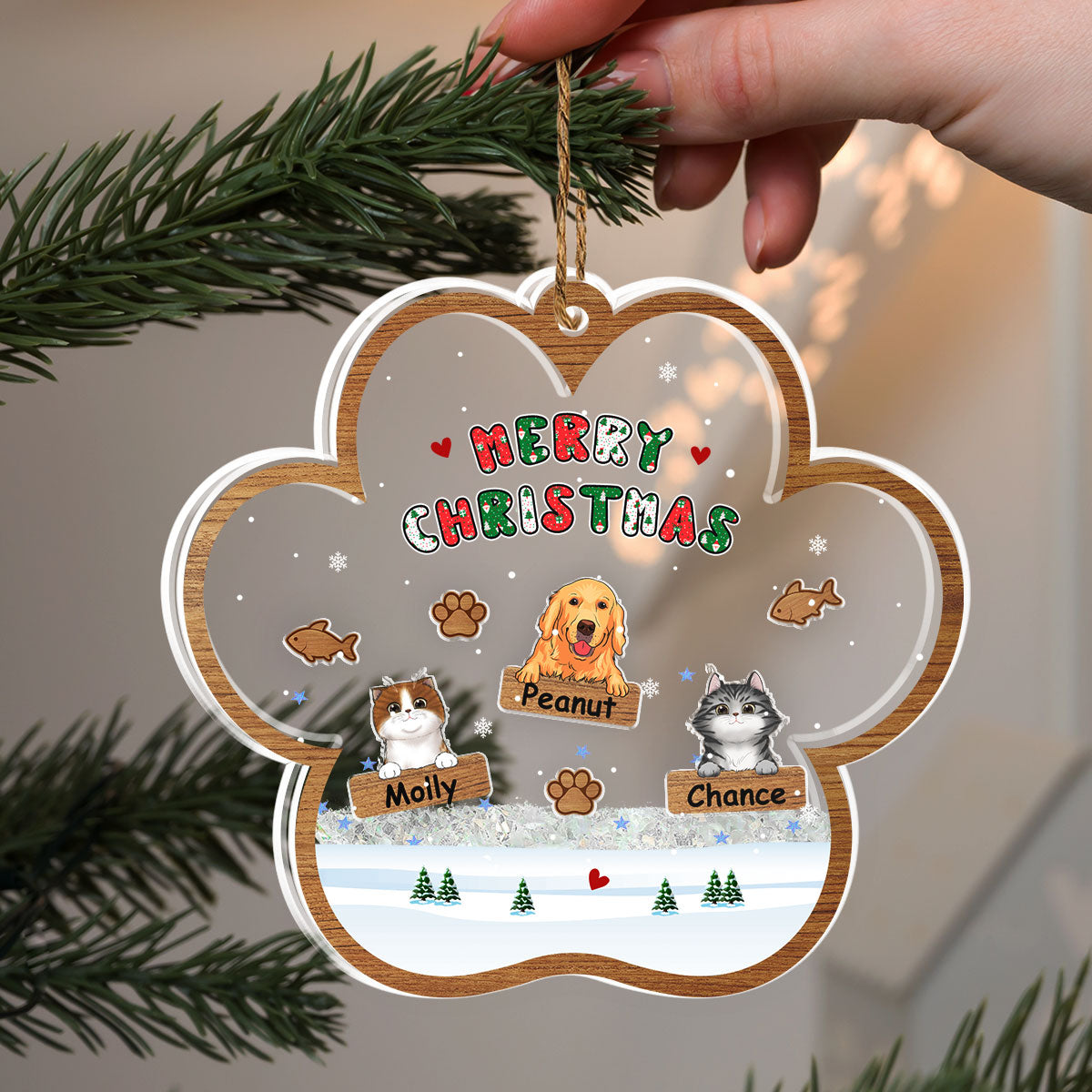 Custom Keepsake Christmas Ornament •  Merry Christmas Ver Pet - Personalized Acrylic Shaker Ornament