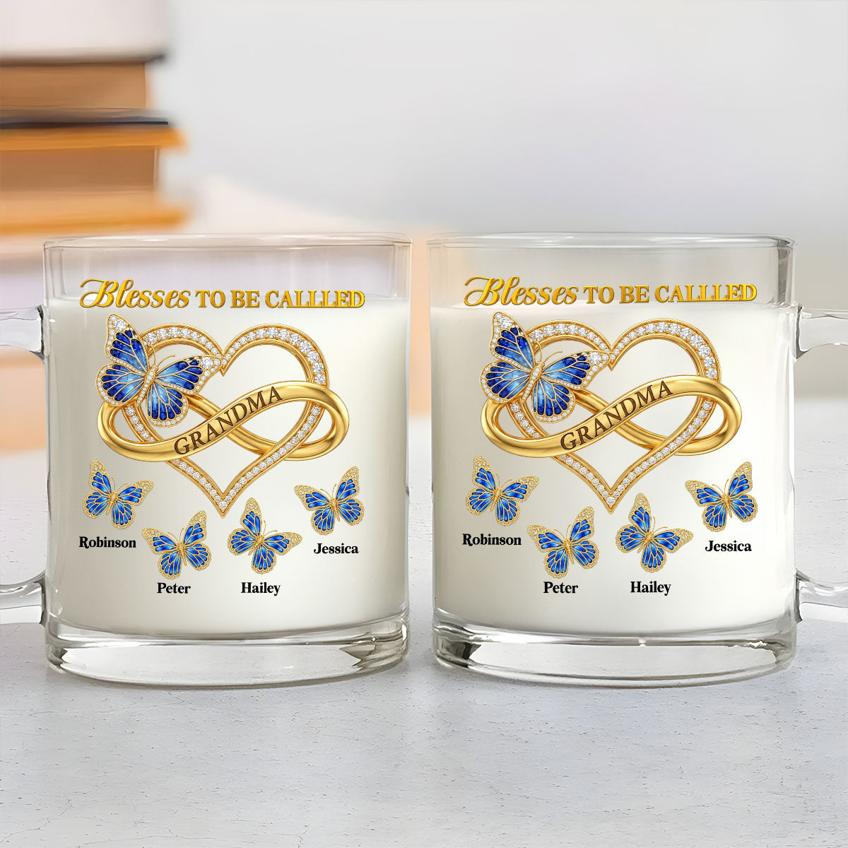 Custom Christmas & Birthday Gift For Grandma • Blessed To Be Called Grandma Ver Glitter - Personalized Glass Mug