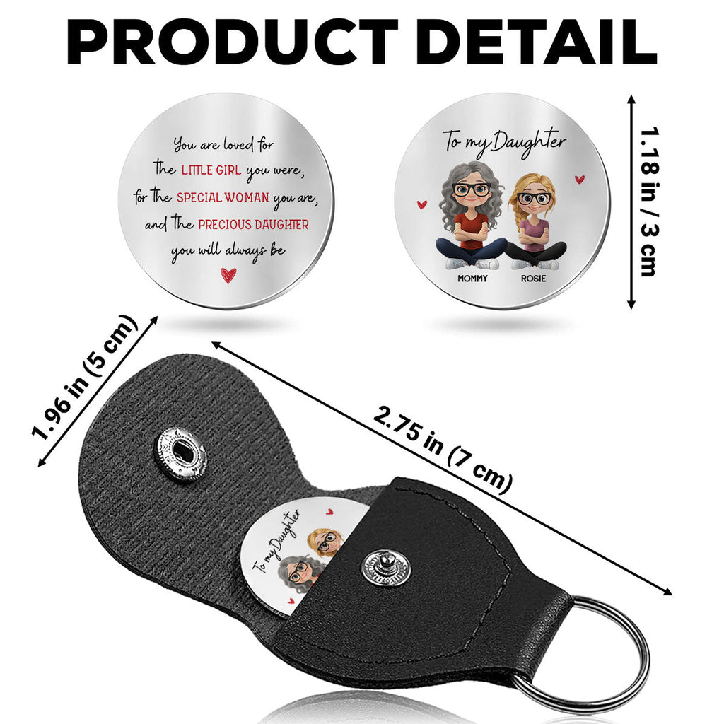 Custom Coin Keychain for Daughter Mom, Mother's Day Birthday Gifts • You Are Loved For - Personalized Pocket Hug