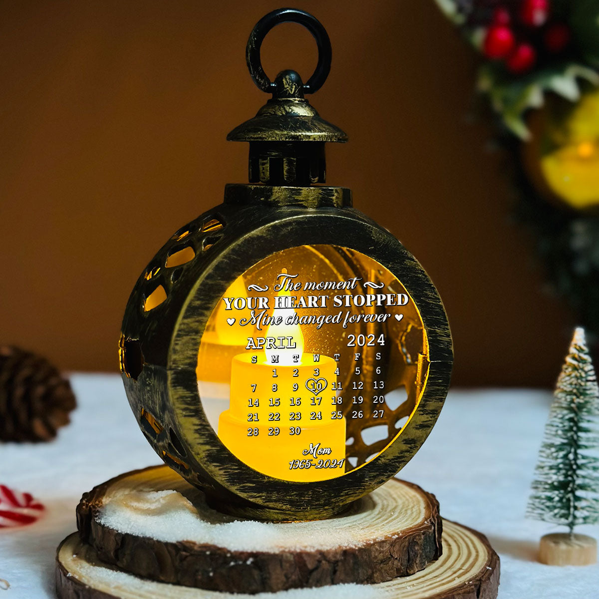 Custom Name Memorial Christmas Night Light, Remembrance Gifts • The Moment - Personalized Christmas Lantern