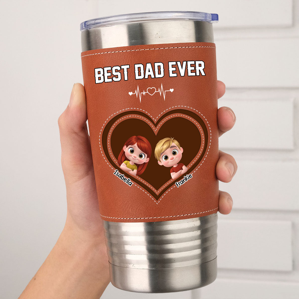 Custom Father's Day Birthday Gifts For Dad • Best Dad - Personalized Leather Tumbler