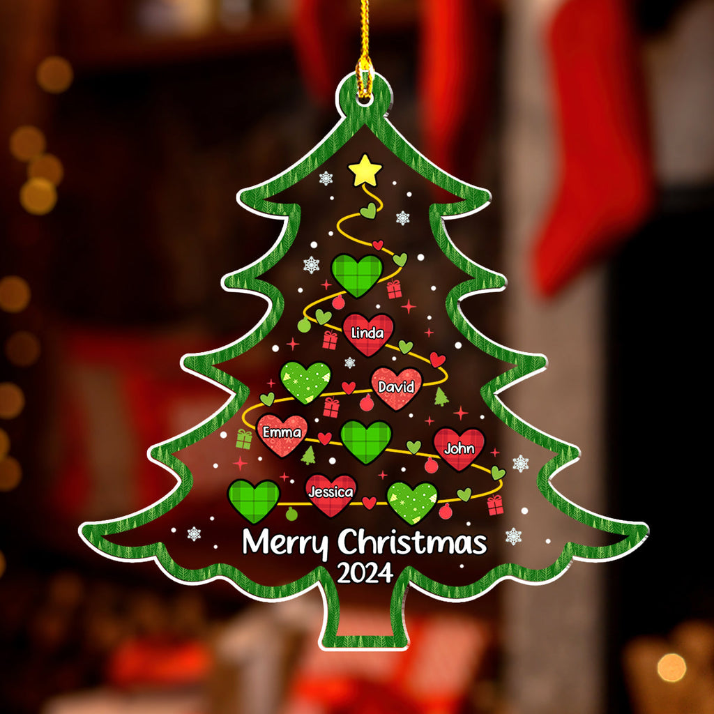 Custom Family Ornament, Christmas Gift for Family Members •  Merry Christmas 2024 - Personalized Acrylic Ornament