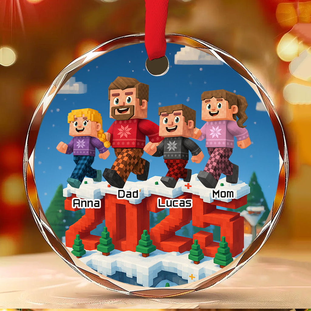 Custom Family Ornament, Christmas Gift for Family Members •  Us In This Year - Personalized 3D Effect Glass Ornament