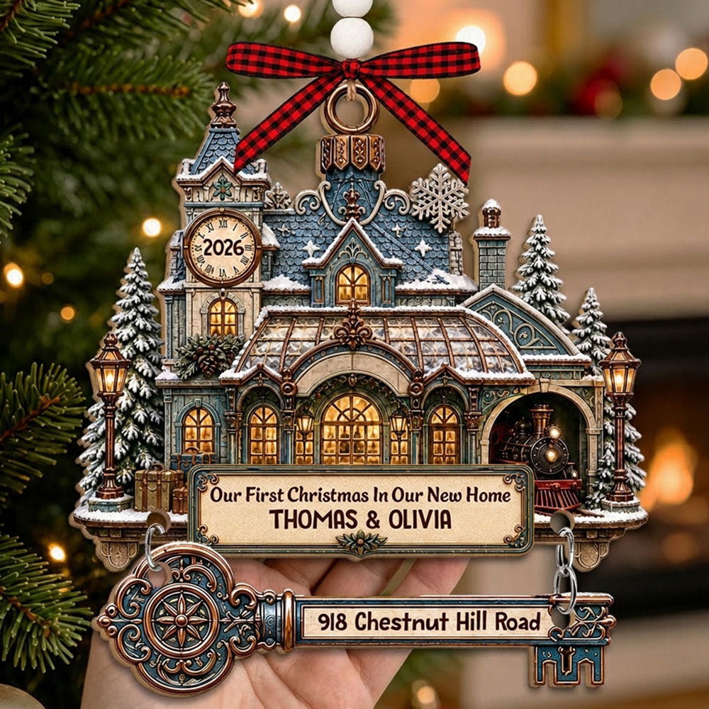 Custom Keepsake Christmas Ornament •  Sweet Home - Personalized Wooden Ornament With Tag