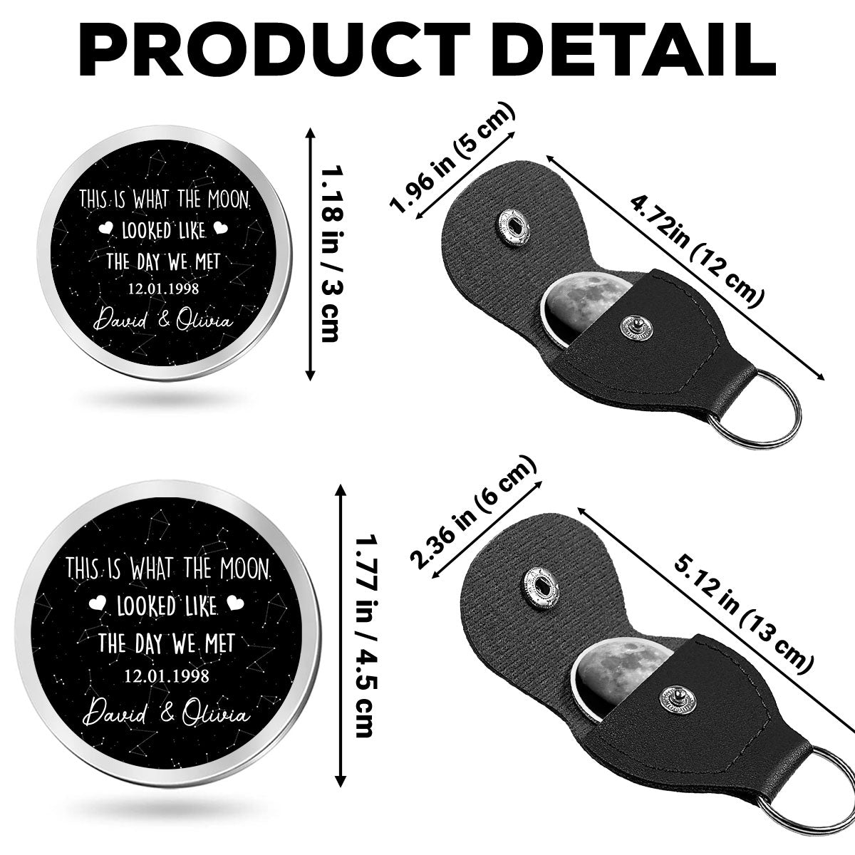 Custom Coin Keychain for Wife, Couple Anniversary Valentine's Day Gifts • This Is What The Moon Looked Like - Personalized Pocket Hug