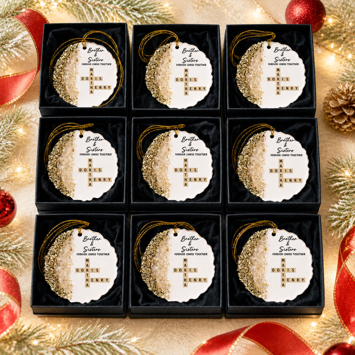 Custom Brothers & Sisters Christmas Ornament •  Family Roots Keep Us Together - Personalized Resin Ornament