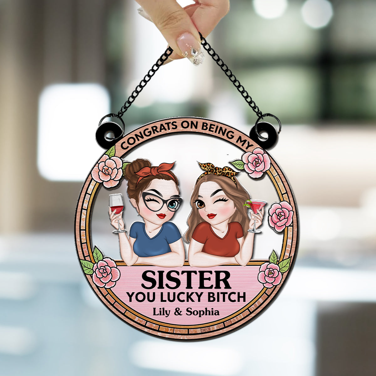 Custom Best Friend Hanging Decor, Friendship Birthday Gifts • Congrats On Being My Bestie - Personalized Suncatcher