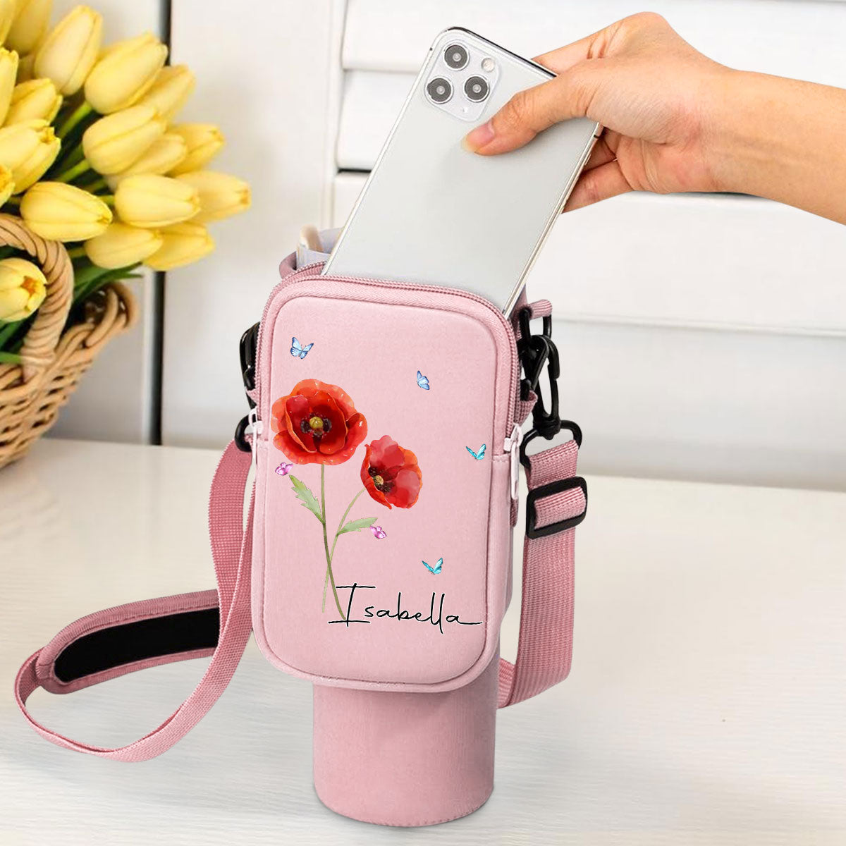 You Are The Most Beautiful Flower - Personalized 40oz Water Bottle Carrier Bag