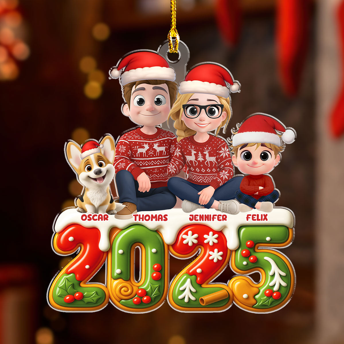 Custom Family Ornament, Christmas Gift for Family Members •  Next To Each Other - Personalized 3D Effect Acrylic Ornament