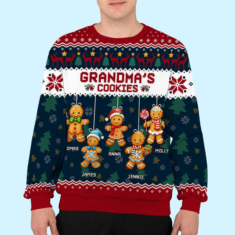Custom Grandma Christmas Sweatshirt, Gift for Mothers • Grandma Cookies - Personalized All-Over-Print Sweatshirt