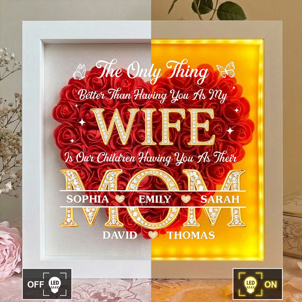 Having You As My Wife - Personalized Flower Shadow Box With LED Light