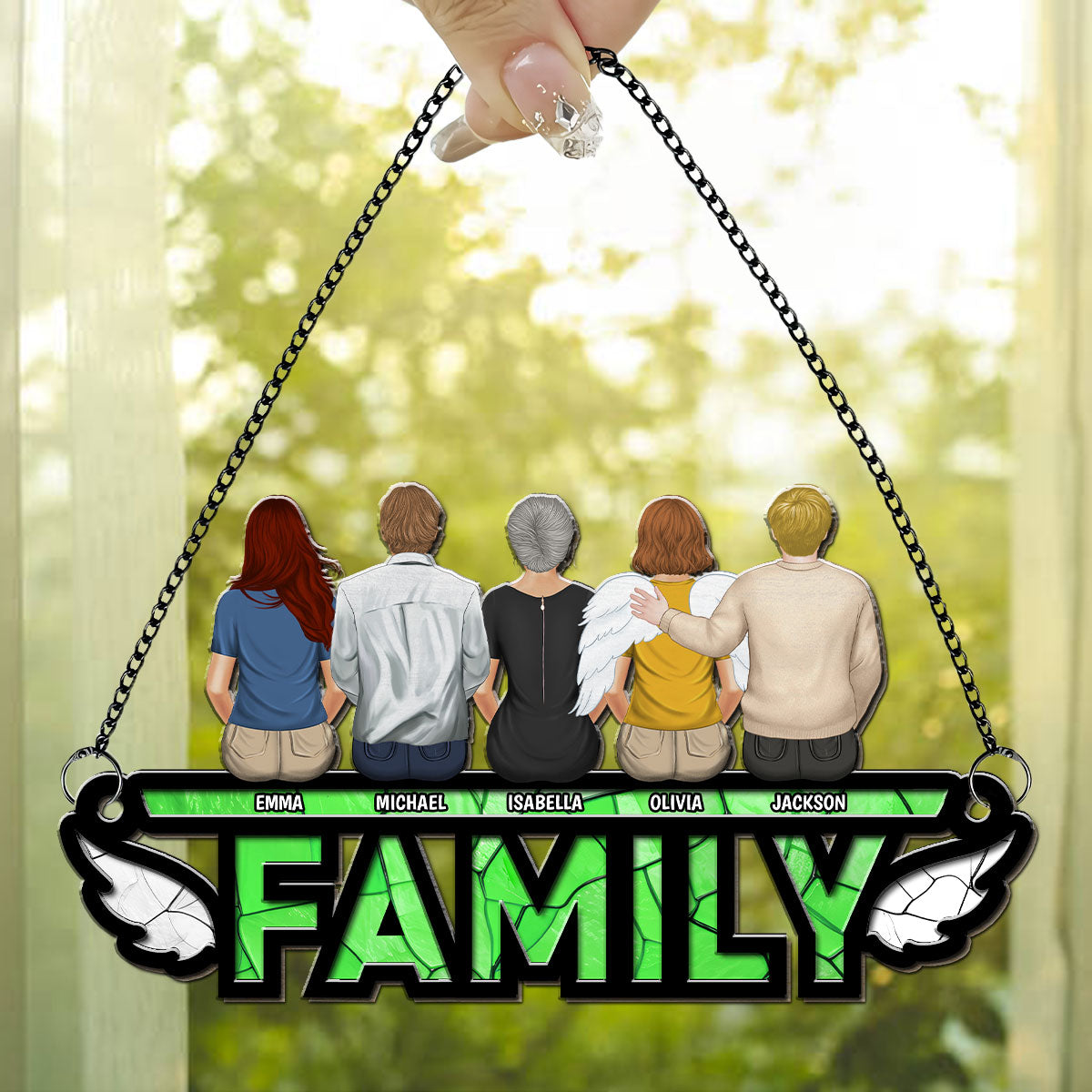 Custom Family Name Hanging Decor, Christmas Birthday Gift •  Family I'm Always With You - Personalized Suncatcher