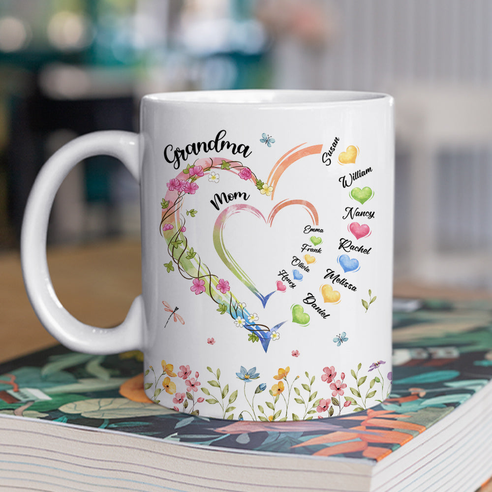 Custom Mother's Day Gift for Mom & Grandma • Mom Grandma Hearts - Personalized Coffee Mug