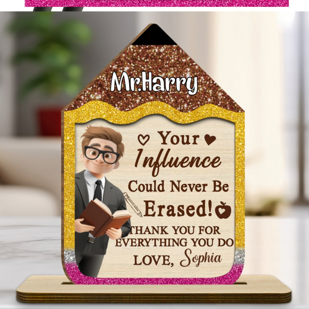 Custom Decor, Christmas Birthday Anniversary Gift Keepsake • Best Teacher Ever - Personalized 2-Layer Wood Plaque With Flat Base