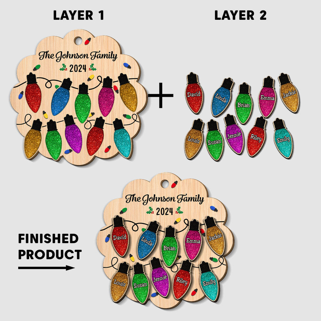 Custom Family Ornament, Christmas Gift for Family Members •  Merry Christmas My Family - Personalized 2-Layered Wood Ornament