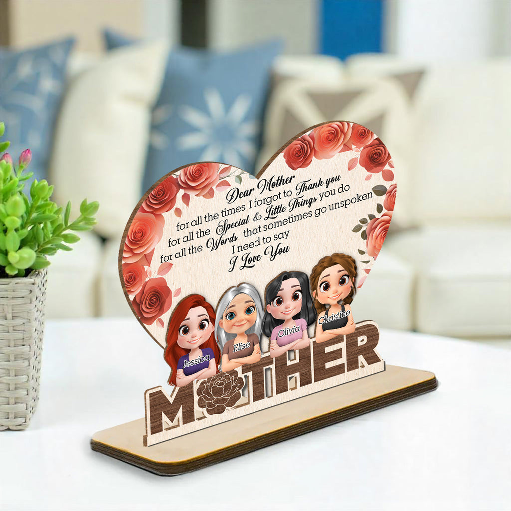 Custom Decor for Mom, Special Gift for Mother • I Love You Mom - Personalized 2-Layer Wood Plaque With Flat Base