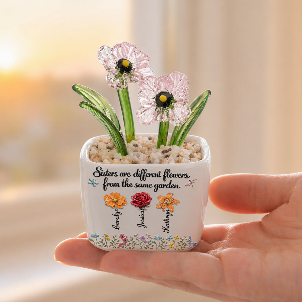 Sisters Are Different Flowers - Personalized Glass Birth Month Flower