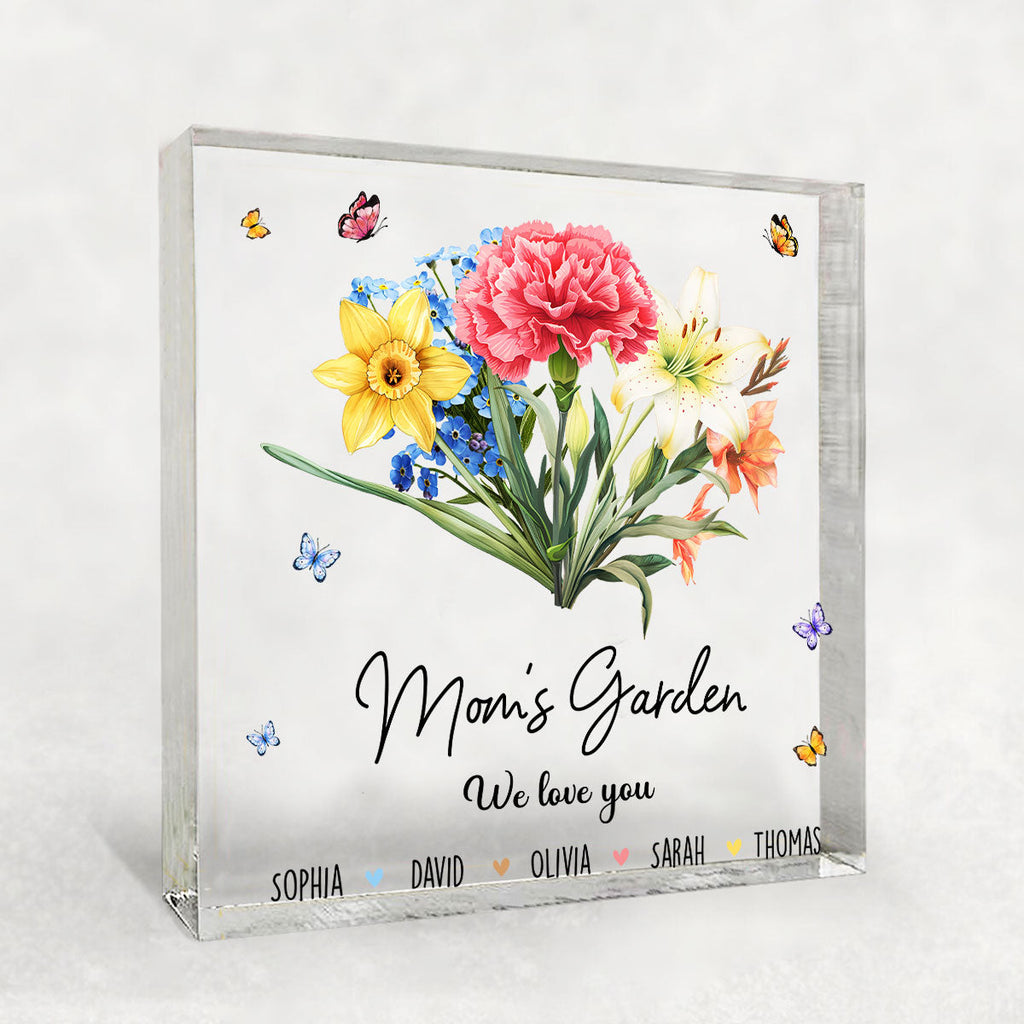 Custom Mother's Day Decor, Gift for Mom & Grandma • Flower Birth Month Garden - Personalized Acrylic Plaque