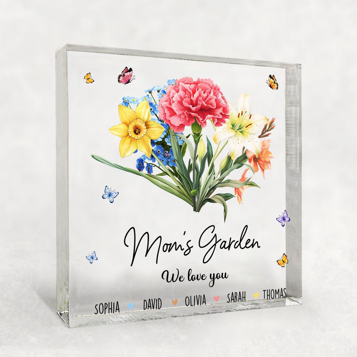 Custom Mother's Day Decor, Gift for Mom & Grandma • Flower Birth Month Garden - Personalized Acrylic Plaque