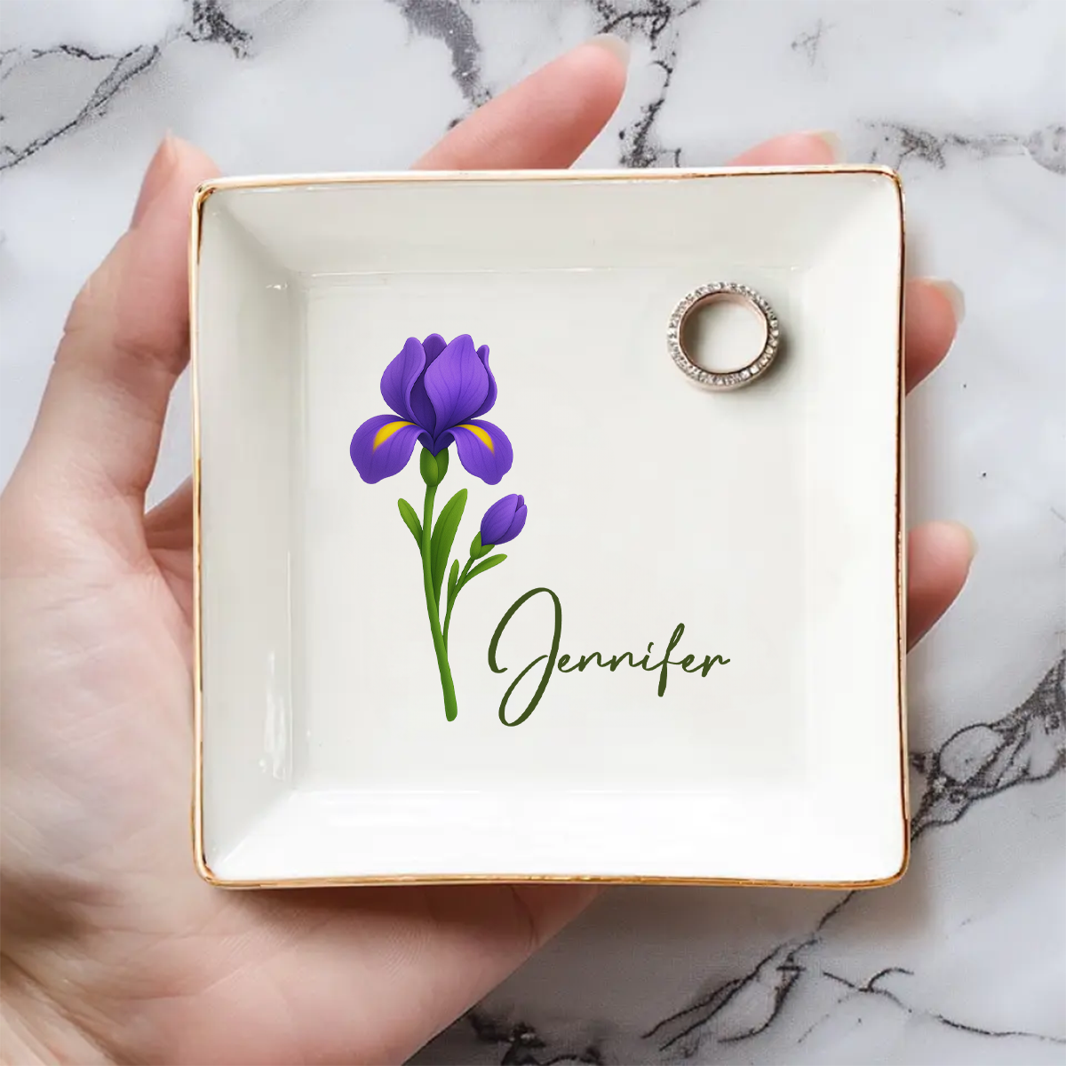 Custom Bestie Trinket Dish, Birthday Christmas Gift For Best Friend • Friends Are Flowers That Never Fade 2 - Personalized Jewelry Dish