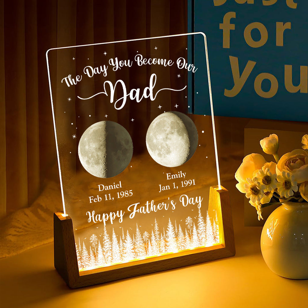Custom Father's Day Gift for Dad Grandpa • The Day You Become Our Dad - Personalized Night Light