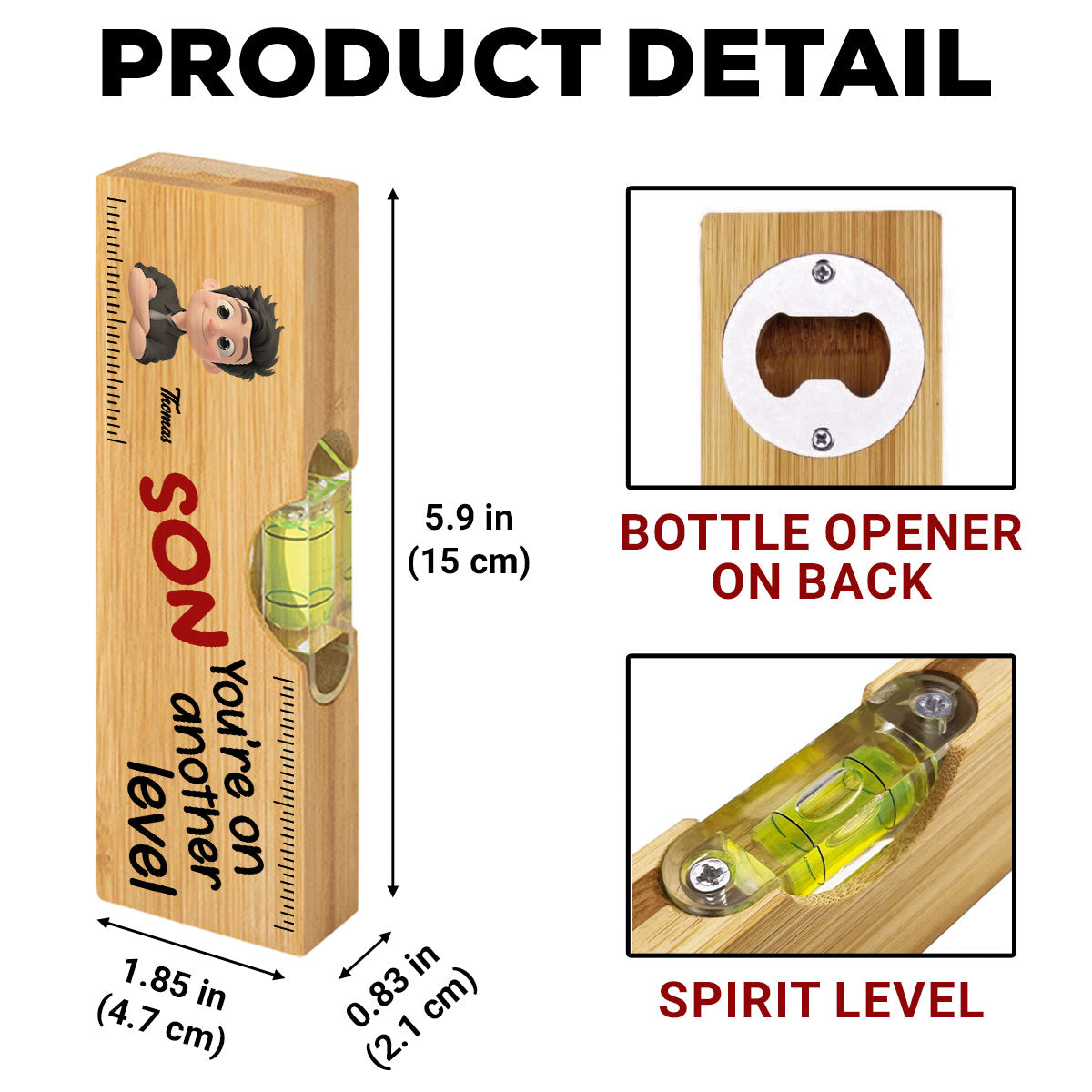 My Son Are On Another Level - Personalized Wooden Spirit Level Bottle Opener