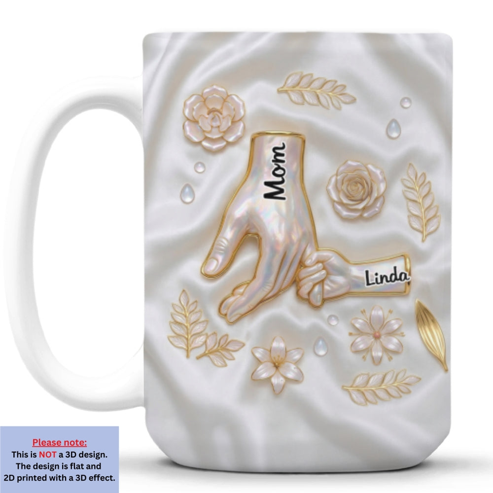 Custom Mother's Day Gift for Mom & Grandma • Holding Hands Family - Personalized 3D Inflated Effect Mug